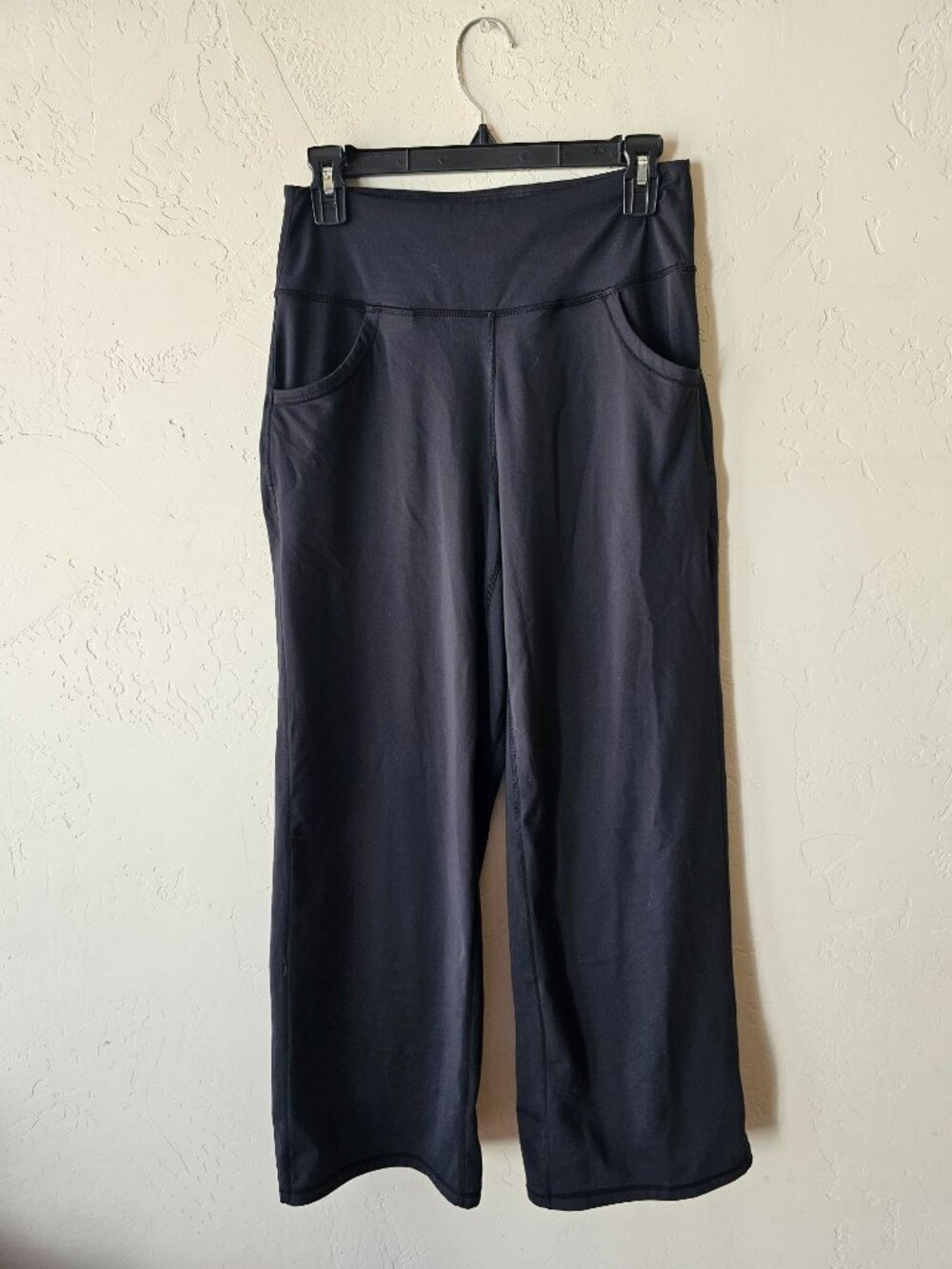 Promover Womens Black Wide-Leg Yoga Pants With Pockets Size M